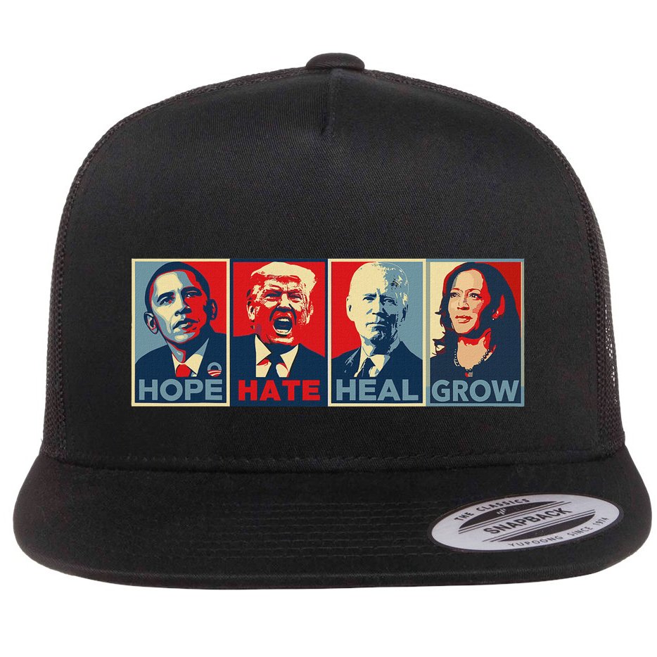 Hope Hate Heal Grow Flat Bill Trucker Hat