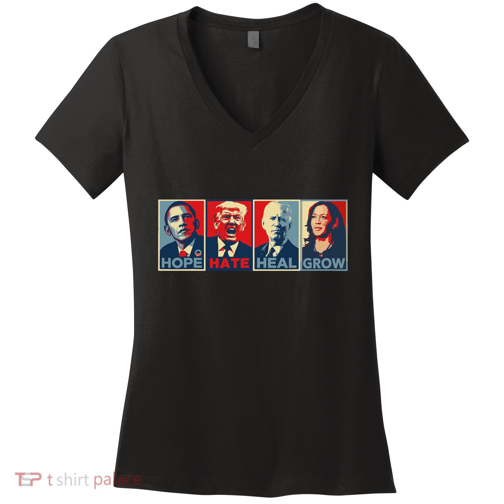 Hope Hate Heal Grow Women's V-Neck T-Shirt