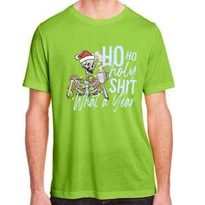 Ho Ho Holy Shit What A Year Gift Funny Christmas Skeleton Gift Adult ChromaSoft Performance T-Shirt