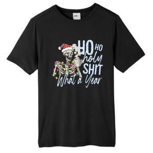 Ho Ho Holy Shit What A Year Gift Funny Christmas Skeleton Gift Tall Fusion ChromaSoft Performance T-Shirt