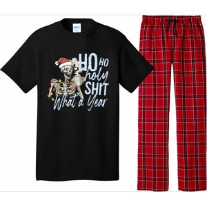 Ho Ho Holy Shit What A Year Gift Funny Christmas Skeleton Gift Pajama Set