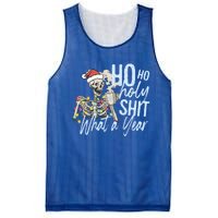 Ho Ho Holy Shit What A Year Gift Funny Christmas Skeleton Gift Mesh Reversible Basketball Jersey Tank