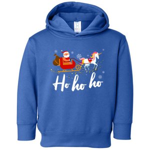 Ho Ho Ho Christmas Santa Riding Unicorn Pj Costume Gift Toddler Hoodie