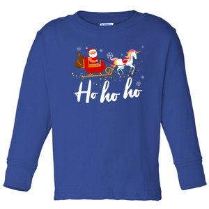 Ho Ho Ho Christmas Santa Riding Unicorn Pj Costume Gift Toddler Long Sleeve Shirt