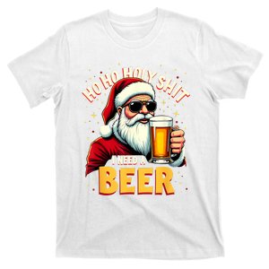 Ho Ho Holy Shit I Need A Beer Funny Santa Christmas Drinking T-Shirt