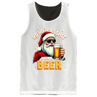 Ho Ho Holy Shit I Need A Beer Funny Santa Christmas Drinking Mesh Reversible Basketball Jersey Tank