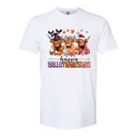 Happy Hallothanksmas Highland Cow Print Halloween Christmas Softstyle CVC T-Shirt