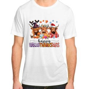 Happy Hallothanksmas Highland Cow Print Halloween Christmas Adult ChromaSoft Performance T-Shirt