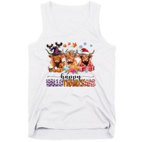 Happy Hallothanksmas Highland Cow Print Halloween Christmas Tank Top