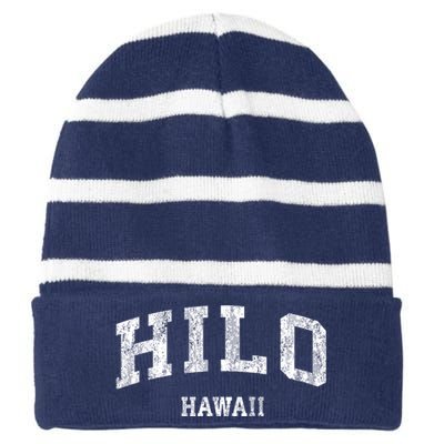 Hilo Hawaii Hi Vintage Established Varsity Sports Design Striped Beanie with Solid Band