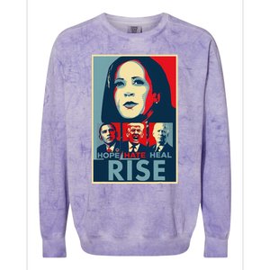 Hope Hate Heal Rise Kamala 2024 For President Campaign Colorblast Crewneck Sweatshirt