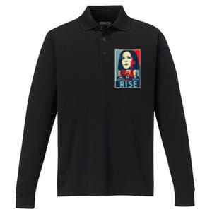 Hope Hate Heal Rise Kamala 2024 For President Campaign Performance Long Sleeve Polo