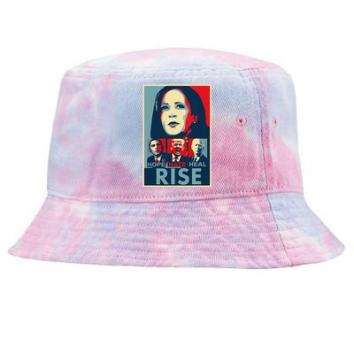 Hope Hate Heal Rise Kamala 2024 For President Campaign Tie-Dyed Bucket Hat