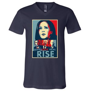 Hope Hate Heal Rise Kamala 2024 For President Campaign V-Neck T-Shirt