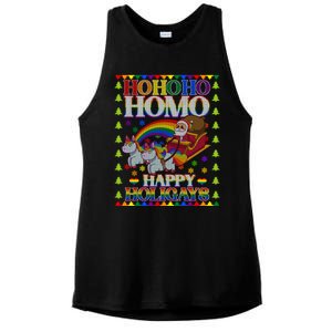 Ho Ho Homo Holigays Homosexual Lgbt Funny Ugly Christmas Ladies PosiCharge Tri-Blend Wicking Tank