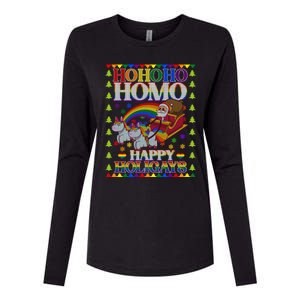 Ho Ho Homo Holigays Homosexual Lgbt Funny Ugly Christmas Womens Cotton Relaxed Long Sleeve T-Shirt