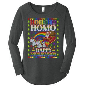 Ho Ho Homo Holigays Homosexual Lgbt Funny Ugly Christmas Women's Perfect Tri Tunic Long Sleeve Shirt