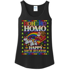 Ho Ho Homo Holigays Homosexual Lgbt Funny Ugly Christmas Ladies Essential Tank