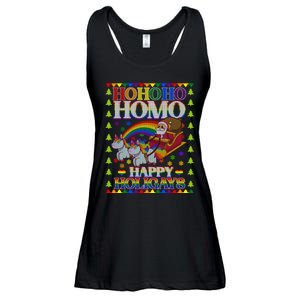 Ho Ho Homo Holigays Homosexual Lgbt Funny Ugly Christmas Ladies Essential Flowy Tank