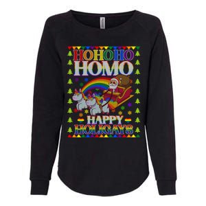 Ho Ho Homo Holigays Homosexual Lgbt Funny Ugly Christmas Womens California Wash Sweatshirt