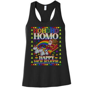 Ho Ho Homo Holigays Homosexual Lgbt Funny Ugly Christmas Women's Racerback Tank