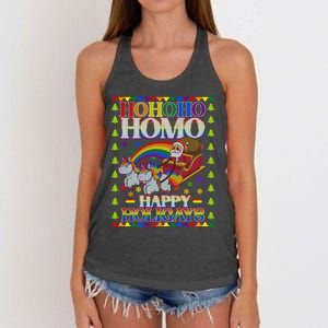 Ho Ho Homo Holigays Homosexual Lgbt Funny Ugly Christmas Women's Knotted Racerback Tank