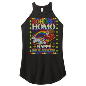 Ho Ho Homo Holigays Homosexual Lgbt Funny Ugly Christmas Women's Perfect Tri Rocker Tank