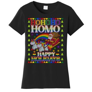 Ho Ho Homo Holigays Homosexual Lgbt Funny Ugly Christmas Women's T-Shirt