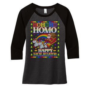 Ho Ho Homo Holigays Homosexual Lgbt Funny Ugly Christmas Women's Tri-Blend 3/4-Sleeve Raglan Shirt