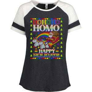 Ho Ho Homo Holigays Homosexual Lgbt Funny Ugly Christmas Enza Ladies Jersey Colorblock Tee