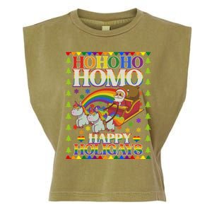 Ho Ho Homo Holigays Homosexual Lgbt Funny Ugly Christmas Garment-Dyed Women's Muscle Tee