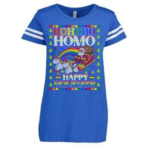 Ho Ho Homo Holigays Homosexual Lgbt Funny Ugly Christmas Enza Ladies Jersey Football T-Shirt