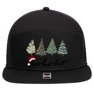 Ho Ho Ho Green Tree Christmas Tis The Season 7 Panel Mesh Trucker Snapback Hat