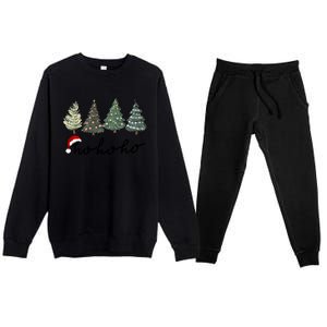 Ho Ho Ho Green Tree Christmas Tis The Season Premium Crewneck Sweatsuit Set