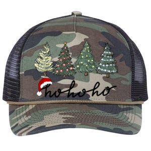 Ho Ho Ho Green Tree Christmas Tis The Season Retro Rope Trucker Hat Cap