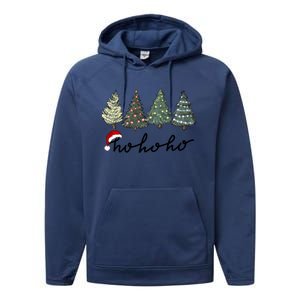 Ho Ho Ho Green Tree Christmas Tis The Season Performance Fleece Hoodie