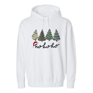 Ho Ho Ho Green Tree Christmas Tis The Season Garment-Dyed Fleece Hoodie