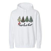 Ho Ho Ho Green Tree Christmas Tis The Season Garment-Dyed Fleece Hoodie