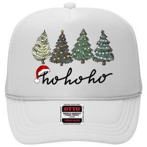 Ho Ho Ho Green Tree Christmas Tis The Season High Crown Mesh Back Trucker Hat