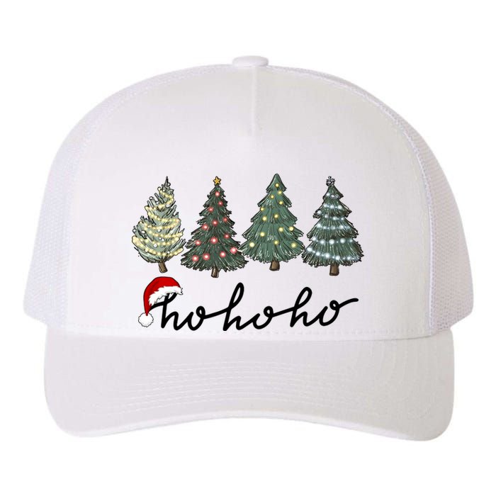 Ho Ho Ho Green Tree Christmas Tis The Season Yupoong Adult 5-Panel Trucker Hat