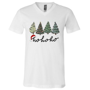 Ho Ho Ho Green Tree Christmas Tis The Season V-Neck T-Shirt