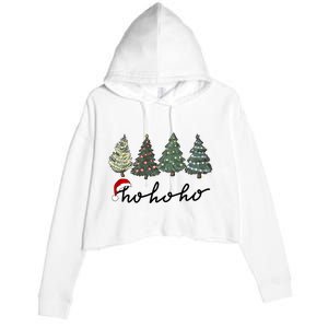 Ho Ho Ho Green Tree Christmas Tis The Season Crop Fleece Hoodie