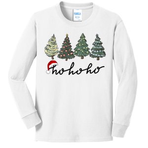 Ho Ho Ho Green Tree Christmas Tis The Season Kids Long Sleeve Shirt