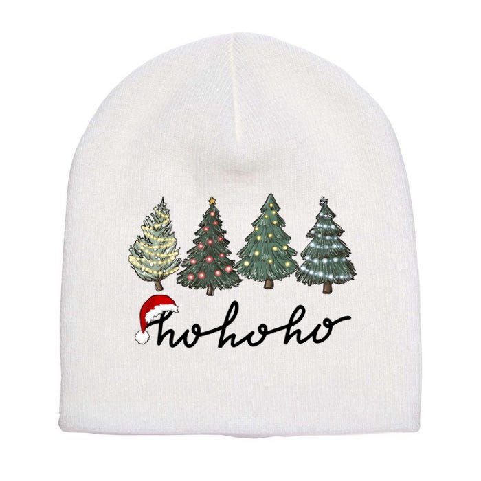 Ho Ho Ho Green Tree Christmas Tis The Season Short Acrylic Beanie