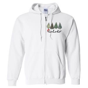 Ho Ho Ho Green Tree Christmas Tis The Season Full Zip Hoodie