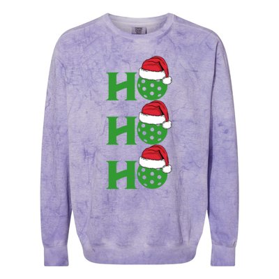 Ho Ho Ho Funny Christmas Pickleball Santa Claus Hat Meme Gift Colorblast Crewneck Sweatshirt