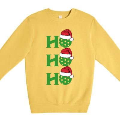 Ho Ho Ho Funny Christmas Pickleball Santa Claus Hat Meme Gift Premium Crewneck Sweatshirt