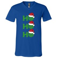 Ho Ho Ho Funny Christmas Pickleball Santa Claus Hat Meme Gift V-Neck T-Shirt