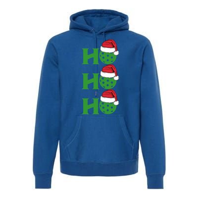 Ho Ho Ho Funny Christmas Pickleball Santa Claus Hat Meme Gift Premium Hoodie