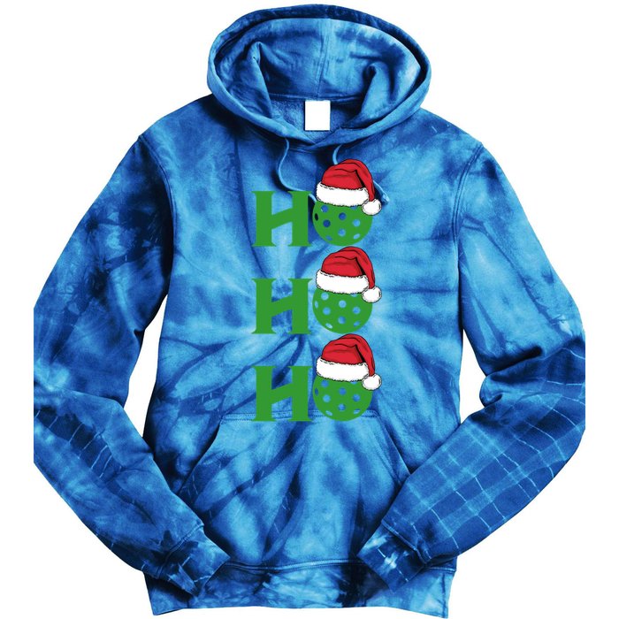 Ho Ho Ho Funny Christmas Pickleball Santa Claus Hat Meme Gift Tie Dye Hoodie